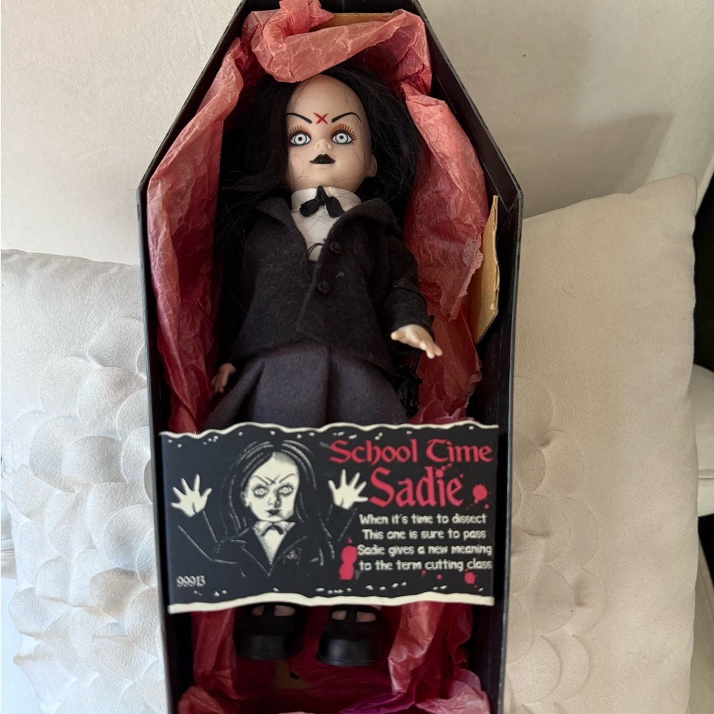 LIVING DEAD DOLL School Time Sadie Doll in Black Outfit